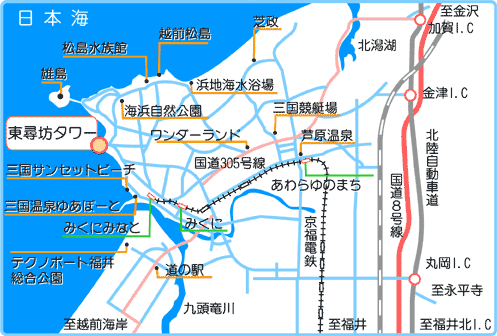 東尋坊タワー周辺地図